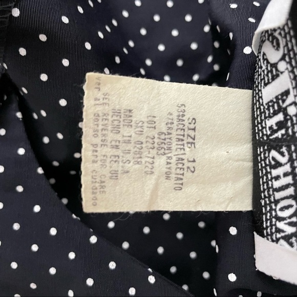 SL Fashions Vintage 80's 90's Black White Polkadot Midi Sheath Dress Rockabilly - Picture 7 of 9